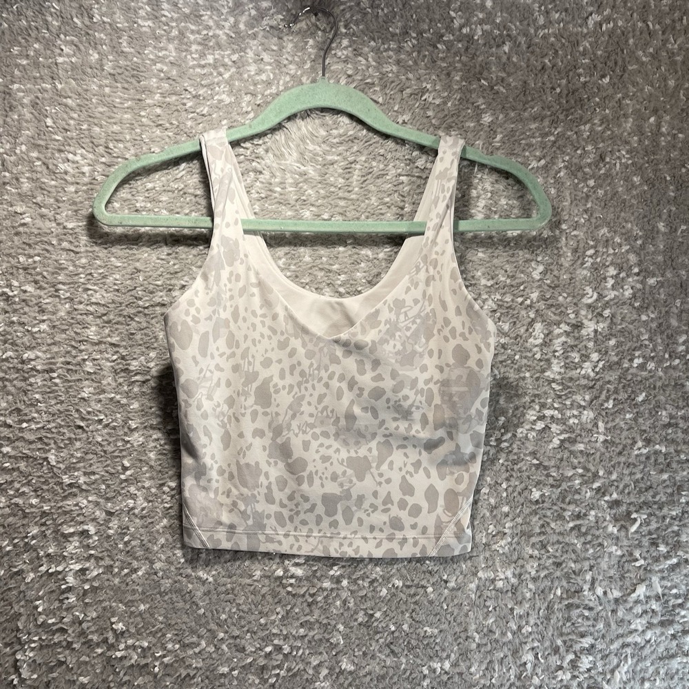 Lululemon Align Crop Tank Size 4 Cheetah Camo Built In Bra Sporty Training
